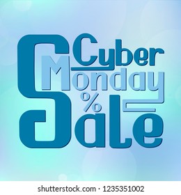 Beautiful handwritten text for sale on Cyber ​​Monday for postcard, label, logo, poster, signage, advertising. Vector eps 10 on textured background.