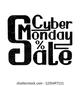 Beautiful handwritten text for sale on Cyber ​​Monday for postcard, label, logo, poster, signage, advertising. Vector eps 10 on textured background.