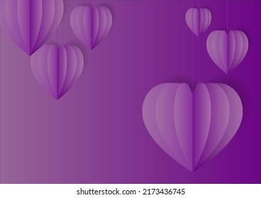 Beautiful hanging violet gradient heart mobile for decoration