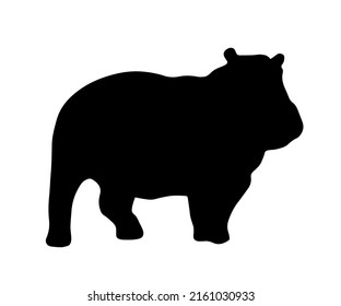 beautiful happo standing in style. Hippo silhouette. Vector illustration