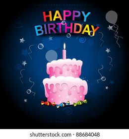 beautiful happy birthday cake on artistic background