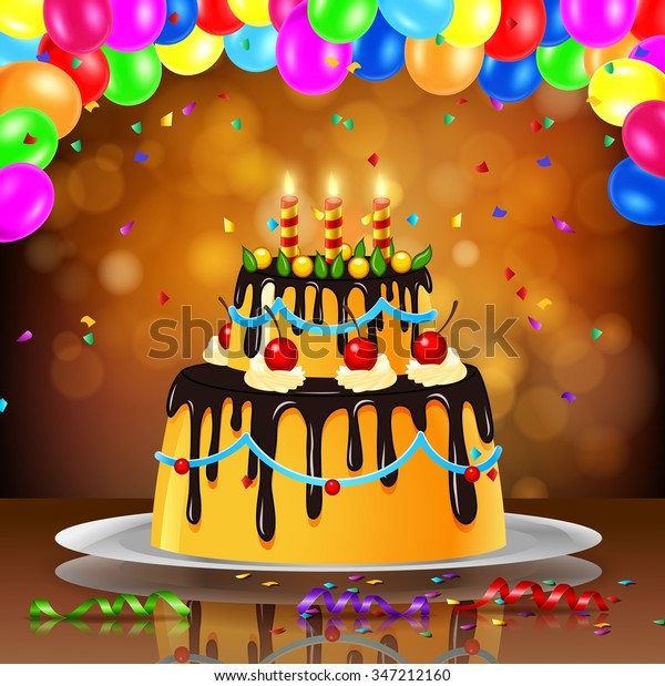 Beautiful Happy Birthday Cake On Artistic Stock Image Download Now