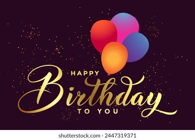 Beautiful happy birthday card with colorful balloons vector illustration.