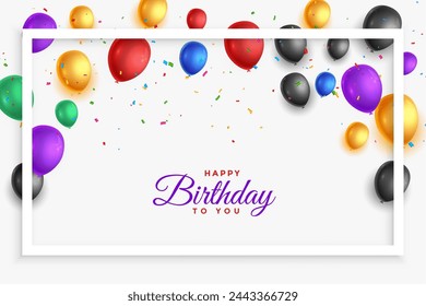 beautiful happy birthday event celebration poster with colorful balloon vector