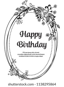 Beautiful happy birthday greeting card with flowers