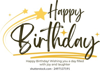 Beautiful Happy Birthday Greeting Card Design | Happy Birthday Vector | Beautiful Happy Birthday Text Vector | Happy Birthday Cursive Text Design