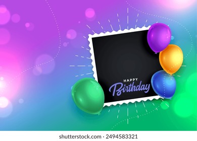 beautiful happy birthday holiday festive poster with empty picture fame vector 