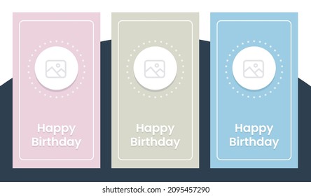 Beautiful Happy Birthday Story For Social Media. Letter A Happy Birthday Wish With Photo Frame Free Vector.Birthday Greeting Story With Photo.