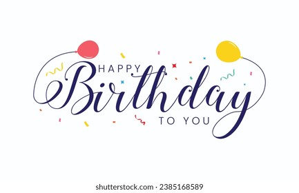 Beautiful Happy Birthday text vector | Happy Birthday cursive text design | Beautiful Happy Birthday grating card design | Happy Birthday vector 