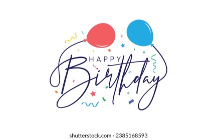 Hermoso vector de texto de cumpleaños feliz | Diseño de texto cursivo de cumpleaños feliz | Hermoso diseño de tarjetas de felicitación por cumpleaños | Vector de cumpleaños feliz 