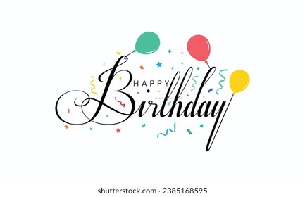 Beautiful Happy Birthday text vector | Happy Birthday cursive text design | Beautiful Happy Birthday grating card design | Happy Birthday vector 