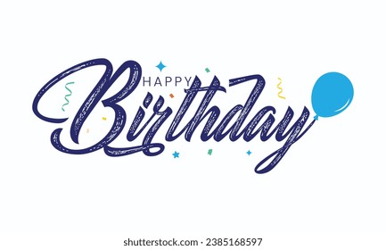 Beautiful Happy Birthday text vector | Happy Birthday cursive text design | Beautiful Happy Birthday grating card design | Happy Birthday vector 