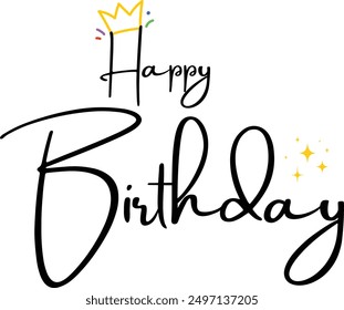 Beautiful Happy Birthday Text Vector | Happy Birthday Vector | Happy Birthday Cursive Text Design | Beautiful Happy Birthday Greeting Card Design