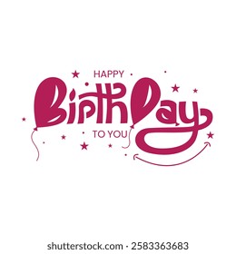 Beautiful Happy Birthday text vector, Happy Birthday text template, Happy Birthday to You Logo Design, Handwritten Happy Birthday 