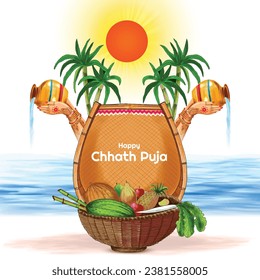 Beautiful happy chhath puja festival card background