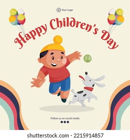 Beautiful happy children's day banner design template.