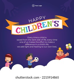 Beautiful happy children's day banner design template.