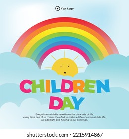 Beautiful happy children's day banner design template.