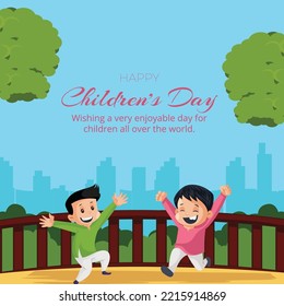 Beautiful happy children's day banner design template.