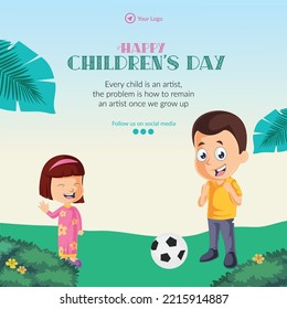 Beautiful happy children's day banner design template.