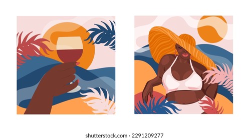 Beautiful happy dark-skinned girl. Vacation on the beach, relaxation concept