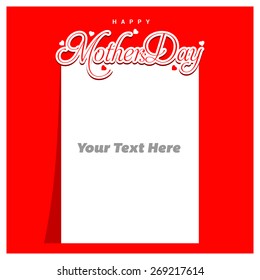 Beautiful Happy motherÂ´s day hand lettering handmade calligraphy greeting card, Creative typography with Heart shape red background