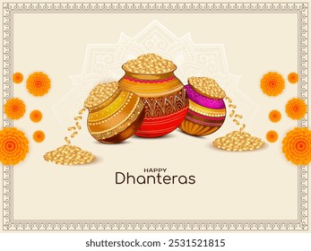 Beautiful Happy Dhanteras Indian festival celebration background design