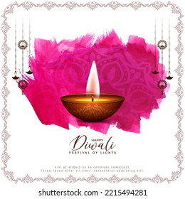 Beautiful Happy Diwali festival celebration greeting card design vector