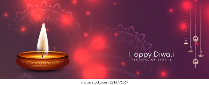 Beautiful Happy Diwali festival cultural classic banner design vector