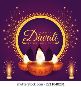 Beautiful Happy Diwali Indian festival banner design template.