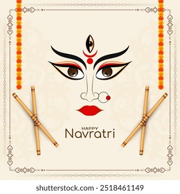 Beautiful Happy Durga puja and Navratri festival celebration greeting card vector