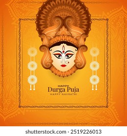 Beautiful Happy Durga puja and Navratri festival celebration greeting card vector