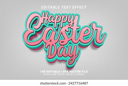 beautiful happy easter day lettering 3d style text effect
