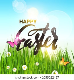 Hermosa tarjeta de felicitación de Pascua Feliz Cartel Decoración
