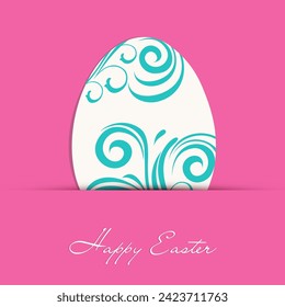 Beautiful Happy Easter Greeting Card Design with Paper Art Floral Egg Illustration.