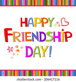  Beautiful Happy Friendship day text design. Vector Illustration