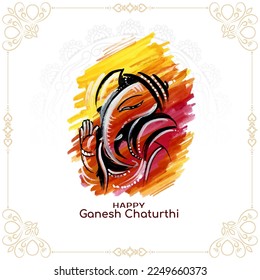 Beautiful Happy Ganesh Chaturthi festival celebration background vector