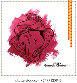 Beautiful Happy Ganesh Chaturthi Indian festival greeting card vector