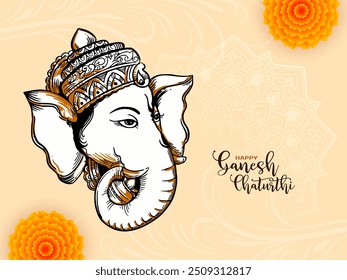 Beautiful Happy Ganesh Chaturthi Indian festival religious background vector