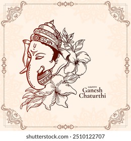 Beautiful Happy Ganesh Chaturthi Indian festival religious background vector