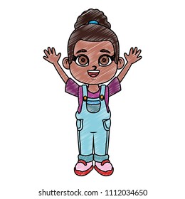 Beautiful and happy girl cartoon scribble