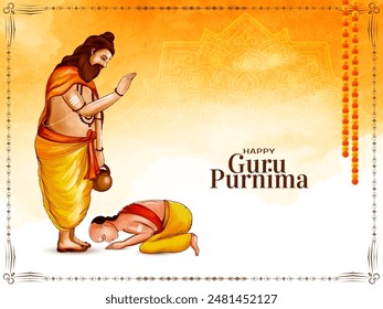Beautiful Happy Guru Purnima Indian traditional festival background vector