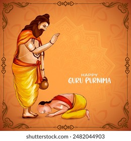 Beautiful Happy Guru Purnima Indian traditional festival background vector