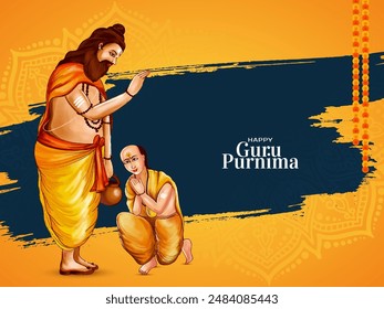 Beautiful Happy Guru Purnima Indian traditional festival background vector