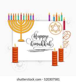 A beautiful happy hanukkah lettering typography background.