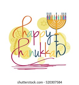 A beautiful happy hanukkah lettering typography background.