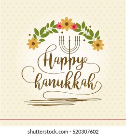 A beautiful happy hanukkah lettering typography background.