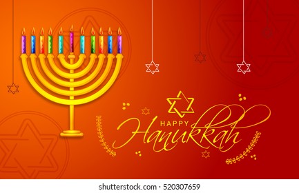 A beautiful happy hanukkah lettering typography background.