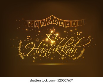 A beautiful happy hanukkah lettering typography background.