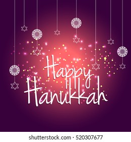 A beautiful happy hanukkah lettering typography background.